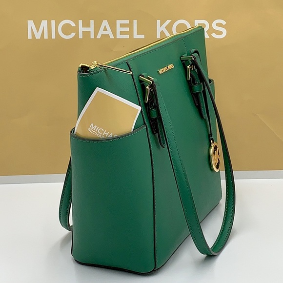 MICHAEL KORS CHARLOTTE LARGE TOP ZIP TOTE PALMETTO GREEN COLOR - Picture 6 of 15